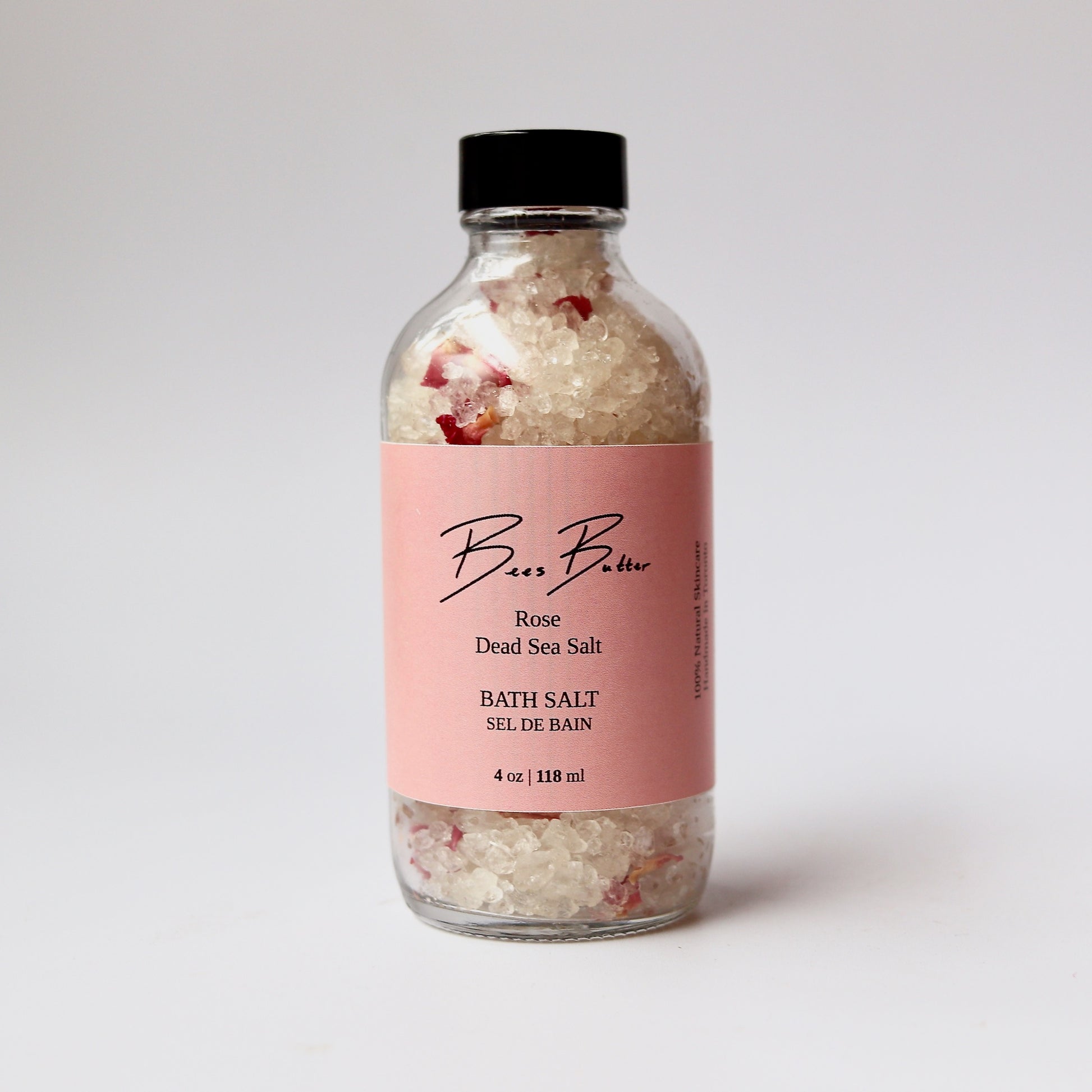 bath salts with rose petals